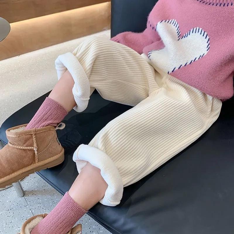Pantaloni pentru fetițe Toamnă Iarnă Calduroși Pantaloni de Catifea Cord pentru Copii 0-10 Ani Copii Calduroși Casual Pantaloni Drepți