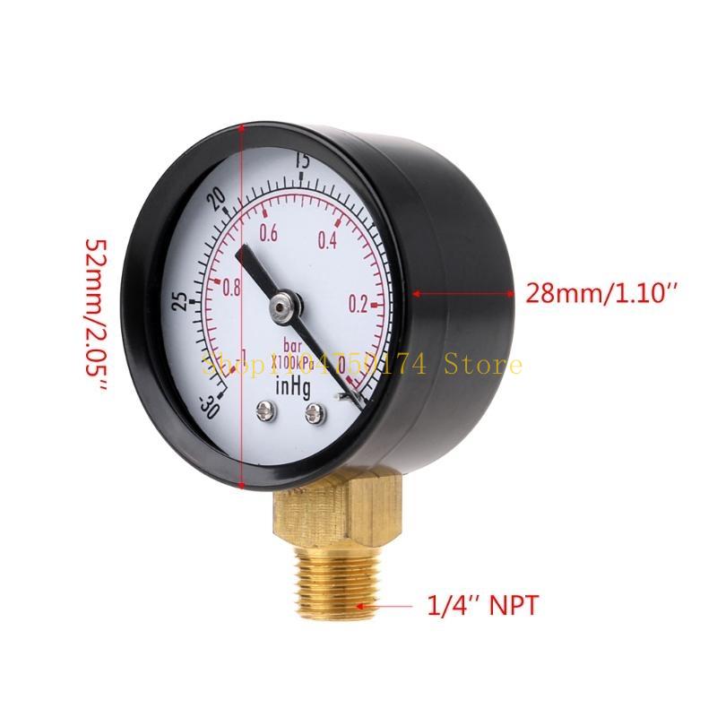 Vacuum Manometer Dial NPT 30HG/0PS Dual Scale Dial Gauge Vacuum Pressure Meter top sale