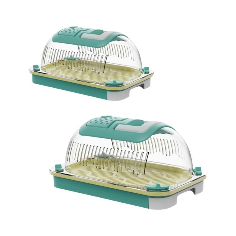 Lizards Box Container with Feeding Port Detachable Bottom Base and Handle Spacious Reptiles Keeper Enclosure