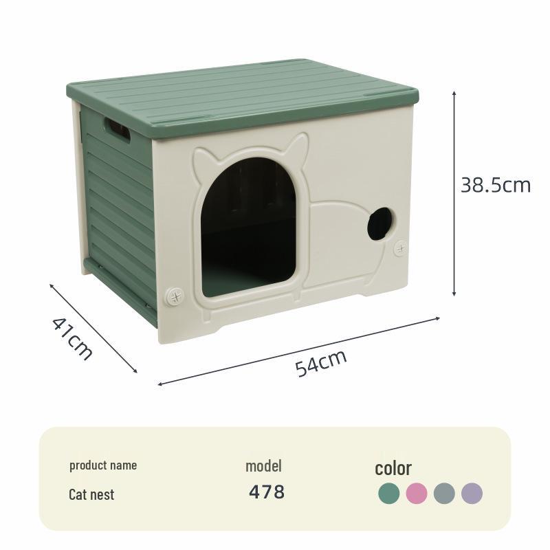 All-Season Outdoor & Indoor Rainproof Cat House: Semi-Enclosed Plastic Villa for Stray Cats & Dogs