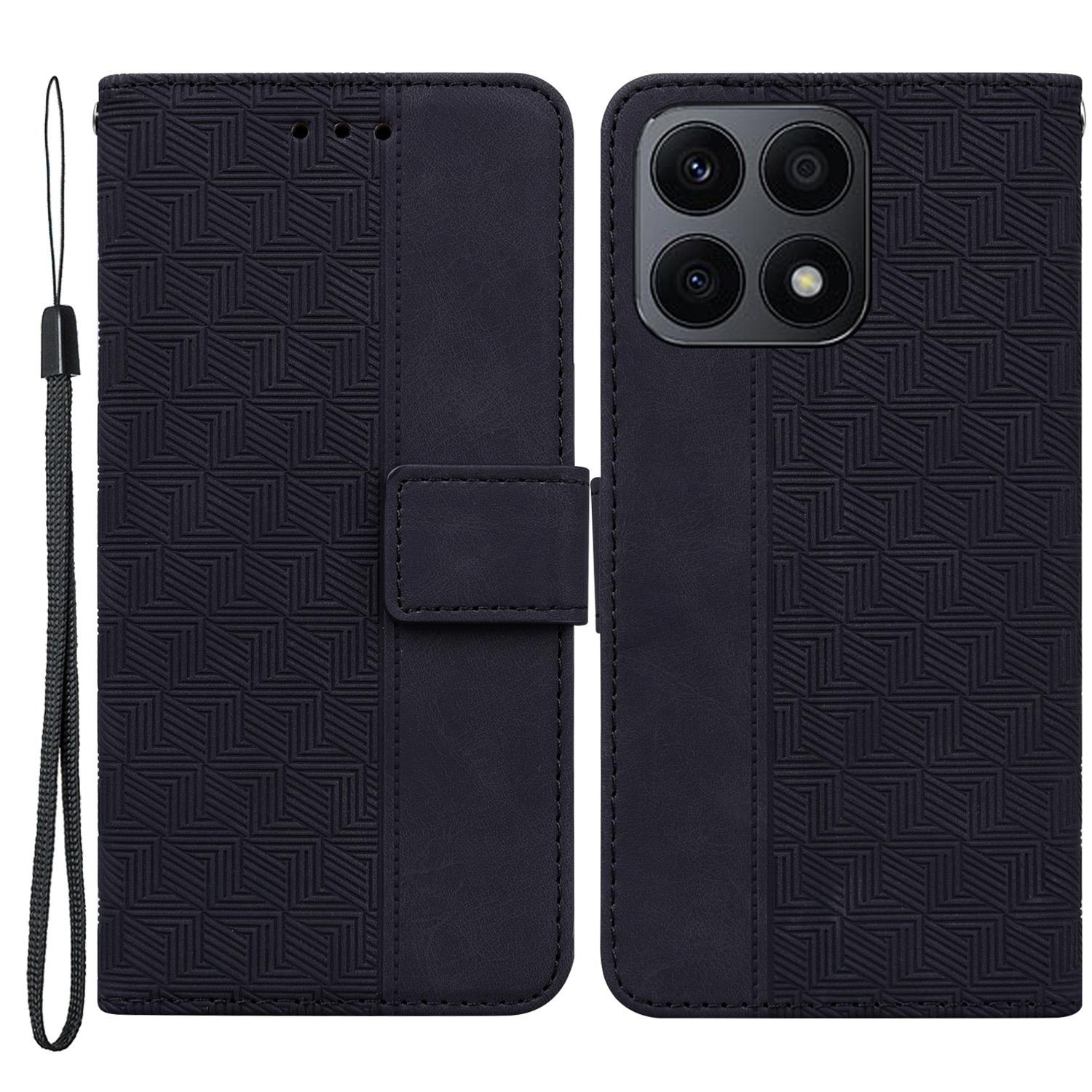 

Защитный чехол для Honor X8a 4G, чехол-кошелек с принтом, кожаный чехол-подставка Black