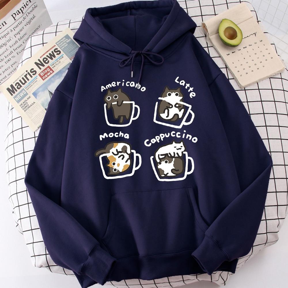 25 Autumn Novel Five Kittens Play in The Cup Printed Hoodie Men's Street Casual Sweatshirt Holiday Fashion Popular Cotton Jumper