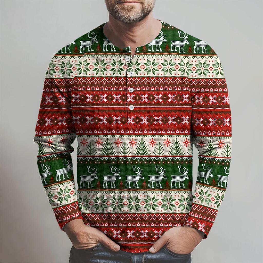 Men's Loose Casual Button Down Collar Long Sleeve Top