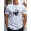 Summer Men's 100% Cotton Casual Loose Large Compass Pattern Printed Sports Comfortable Round Neck Short Sleeve T-shirt Top