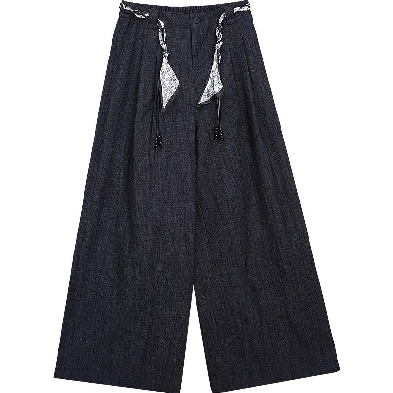 Betu Women s High-Waist Wide-Leg Pants with Scarf Belt S