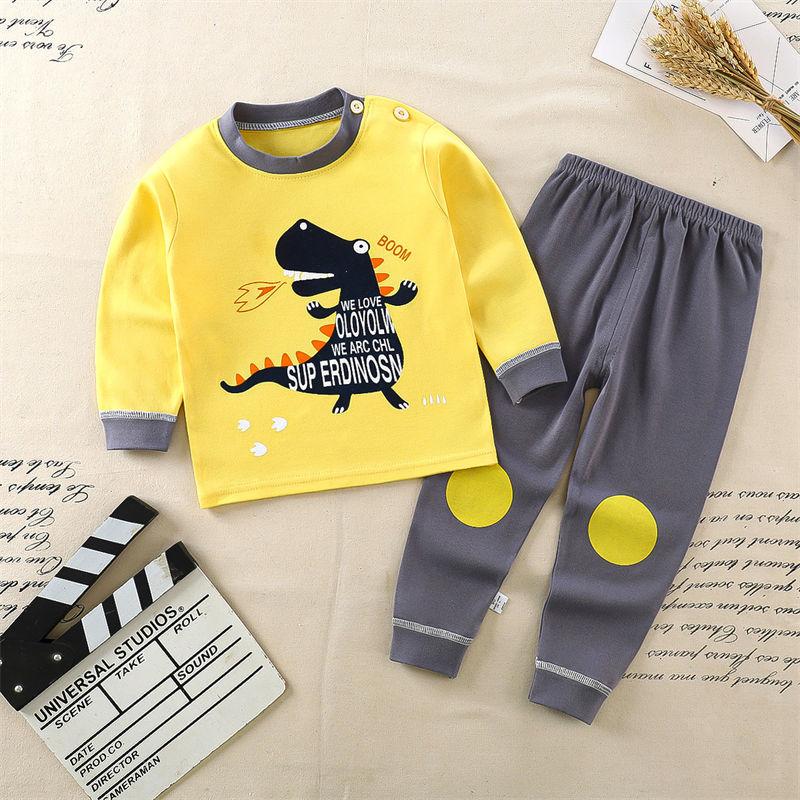 2026 Summer Children Long Sleeve Pant Underwear Set Baby Spring O-Neck Cartoon Cotton Pajama Set Home Wear Clothing for Girl Boy