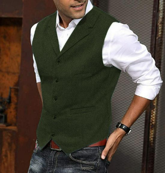 Men's Retro Herringbone Slim Fit Vest - British Casual Fashion