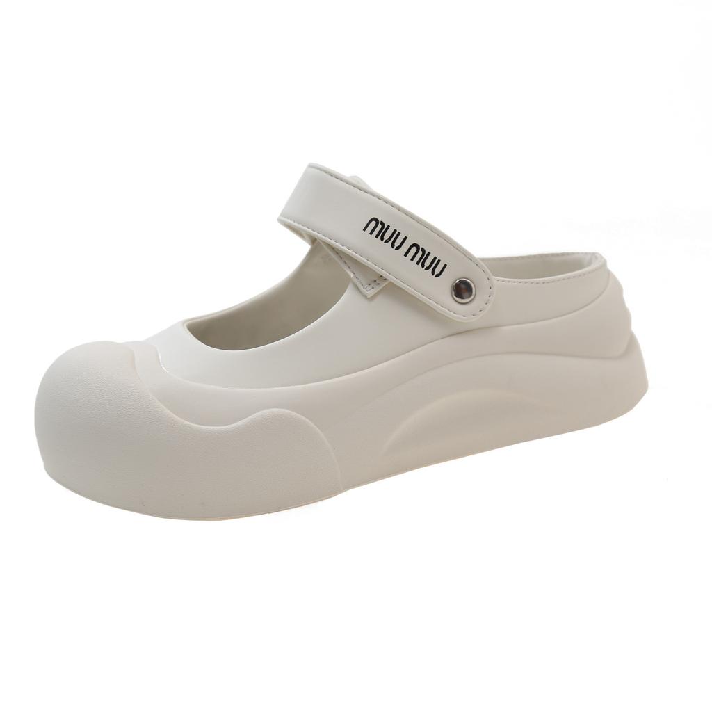 Cute Versatile Internet Celebrities Heightened Platform Bag Head Sandals Women's 2025 New Summer Wear Super Hot White Half Drag