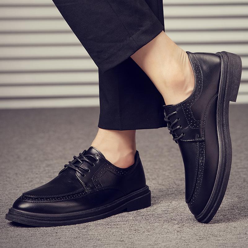 Fashion Men's Dress Formal Calfskin Leather Shoe Men Business Casual Men Fashion Breathable Shoes British Casual Lace Up Single Leather