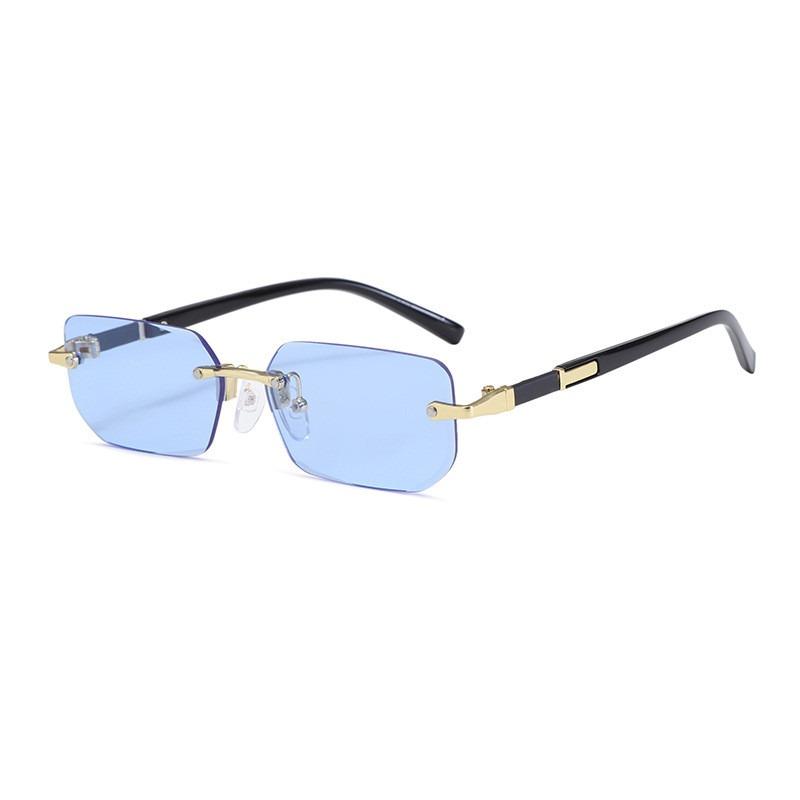 Trendy Rimless Rectangle Sunglasses Frameless Fashion Shades Punk Sunglasses Gradient Men Women UV400 Eyewear Driving