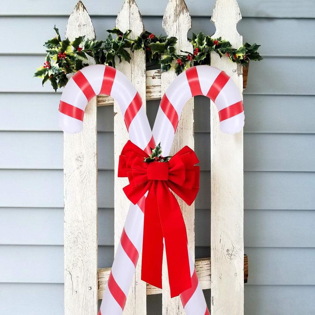 1-10PCS 35 Inch Inflatable Christmas Candy Cane for Christmas Decorations, Outdoor Holiday Decorations Christmas New Year Gifts