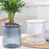 2 Sets Self Watering Flowerpot with Wick Rope Indoor Outdoor Plants Planting Pot with Drainage Hole Clear Reservoir Herbs Flower Planter Pot