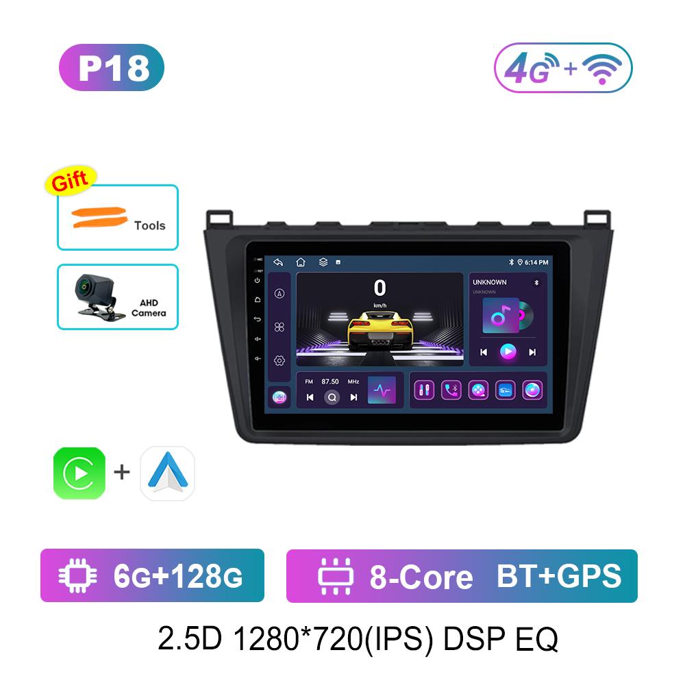 GPS Navigation Android Car Radio Multimedia Video Player for Mazda 6 GH 2007 - 2012 Bluetooth DSP Stereo HD Touch Screen 4G WiFi