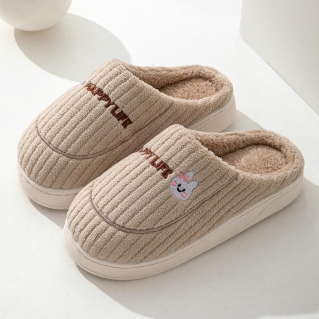 Waterproof Cotton Slippers for Women In Autumn and Winter, Anti Slip Plush Bags and Cotton Shoes for Indoor Home Use