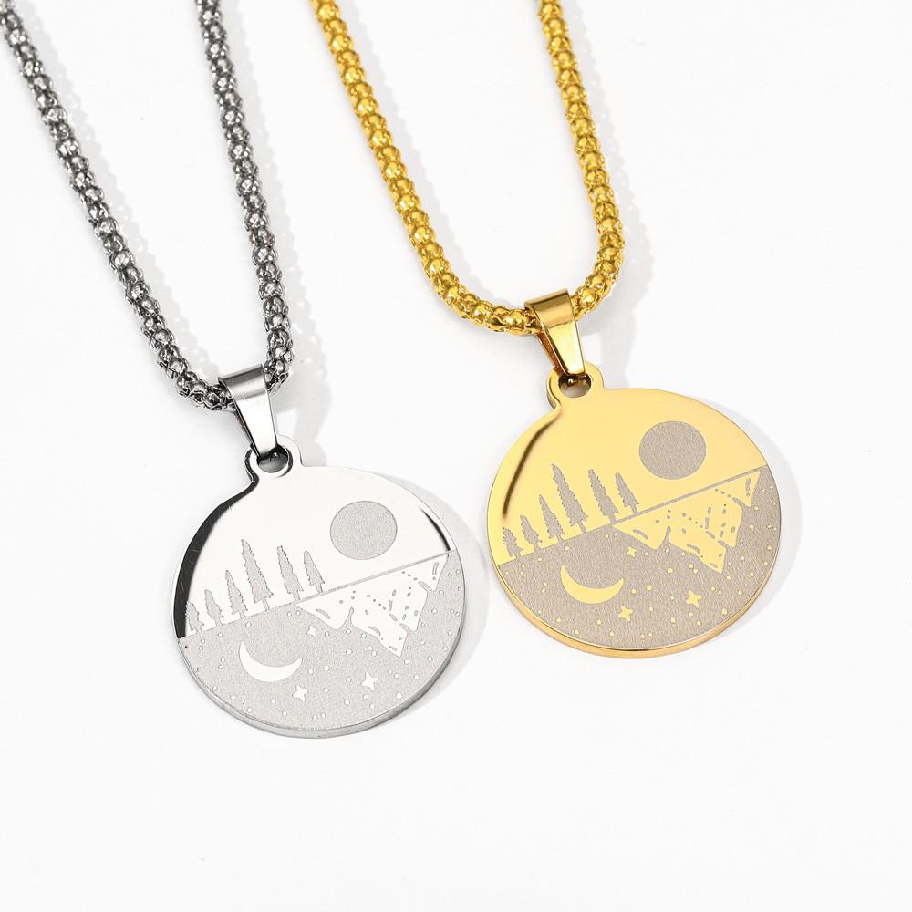New Fashion Moon Sun Big Tree Pendant Sun Moon Mountain Necklace Jewelry