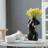 Human Body Ceramic Vase Black and White Nude Abstract Human Female Naked Girl Flower Vase Home Decoration Crafts Ornaments