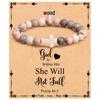 Emperor Stone Pink Zebra Beaded Bracelet with Cross Charm