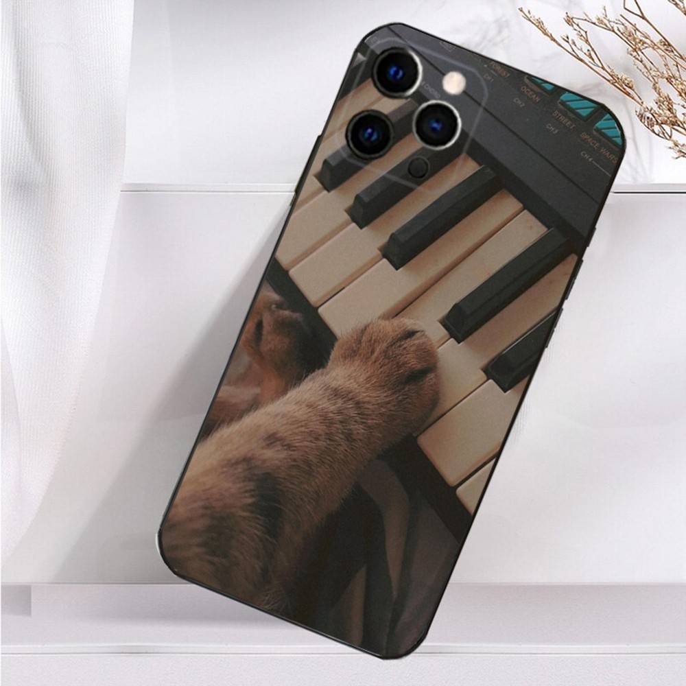 Keyboard Art Piano Phone Case For iPhone 16,15,14,13,12,11 Plus,Pro Max,XS,X,XR,SE,Mini,8,7 Soft Silicone Black Cover