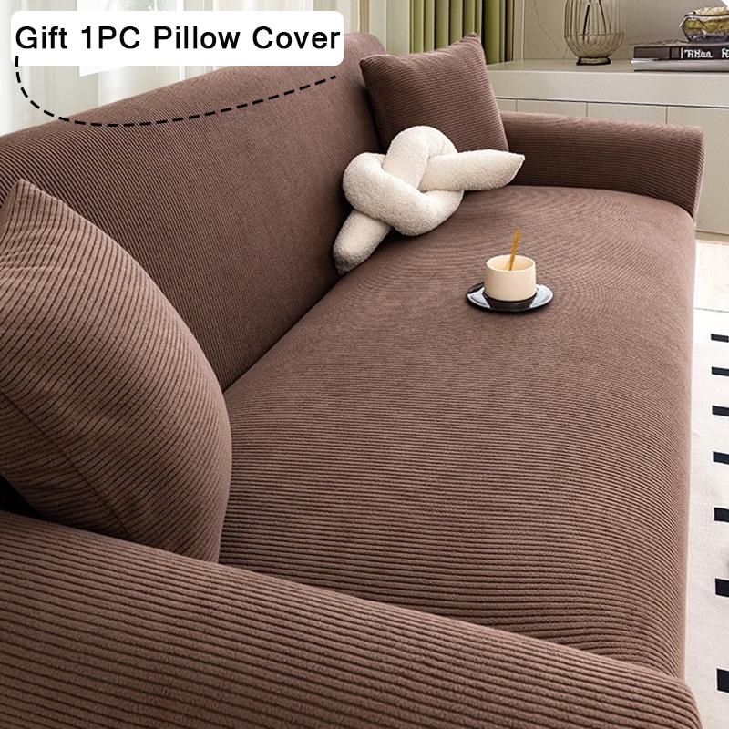 Corduroy All Inclusive Anti Cat Scratch Sofa Protective Cover Adjustable Stretch Slipcovers Corner Couch Covers 1/2/3/4 Seater