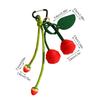 Cherry Strawberry Keychains For Purse Handbags Bag Charms Leather Green Leaf And Red Cherry Bag Charm Cute Fruit Keychain