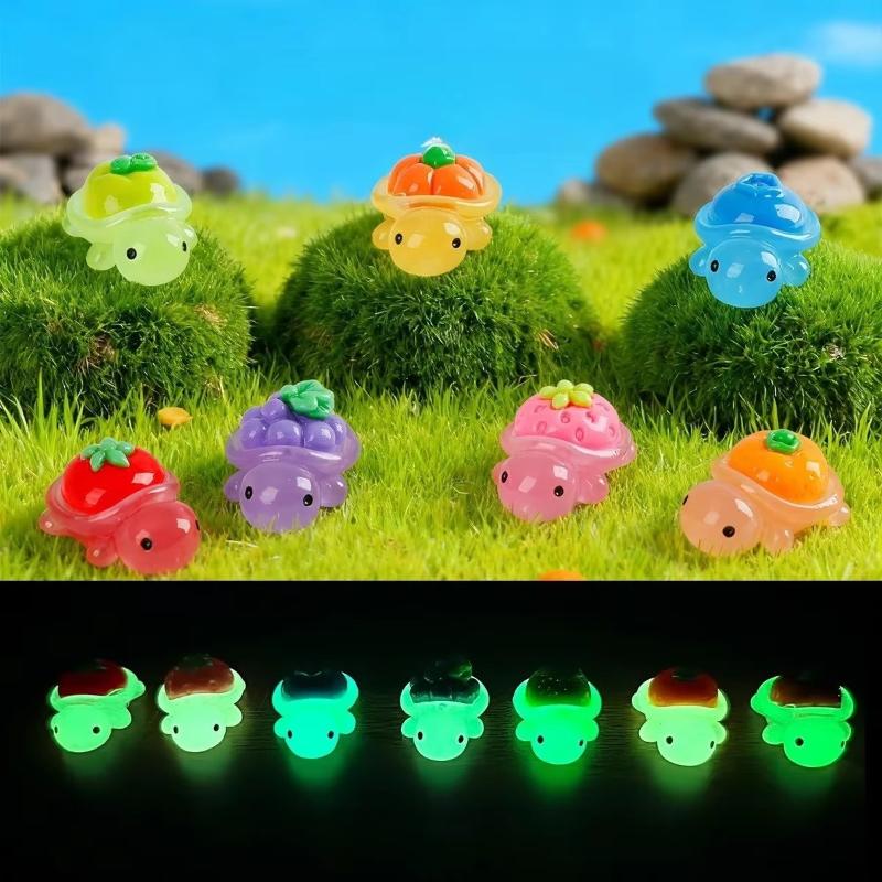 50Pcs Cute Resin Turtle Diy Craft Glow In Dark Cartoon Vegetable Fruit Turtles Figurines For Desk Decor Ornament