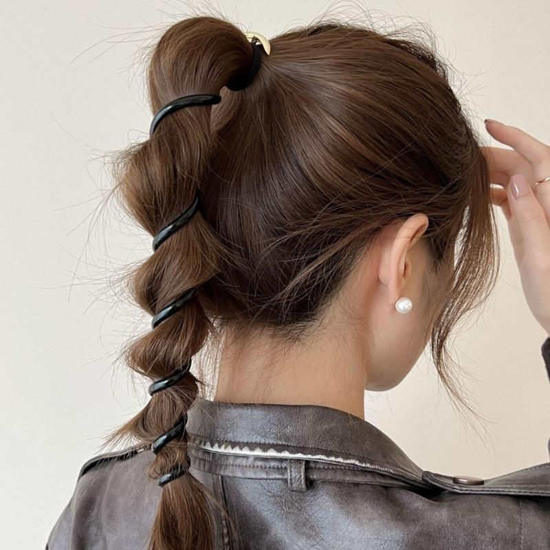 Elegant Coiled Elastic Hair Scrunchies for Girls and Ladies Gift Coiled Hair Ties Telephone Cord for Women And Girls