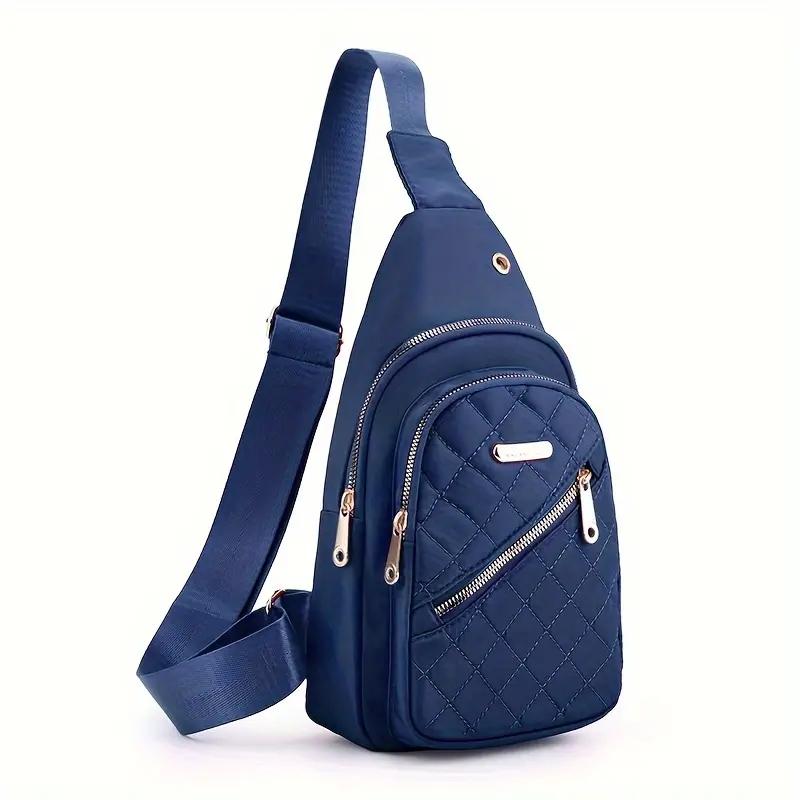 Chic Quilted Crossbody Sling Bag for Women, Casual Nylon Chest Pack, Versatile Shoulder Bag with Multi-Layer Storage, Ideal for Travel
