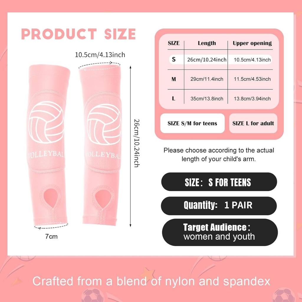 Volleyball-Armschoner für Mädchen, 1 Paar gepolsterte Volleyball-Passing-Ärmel mit Schaumstoffschutz, Volleyball-Armschutz für Jugendliche