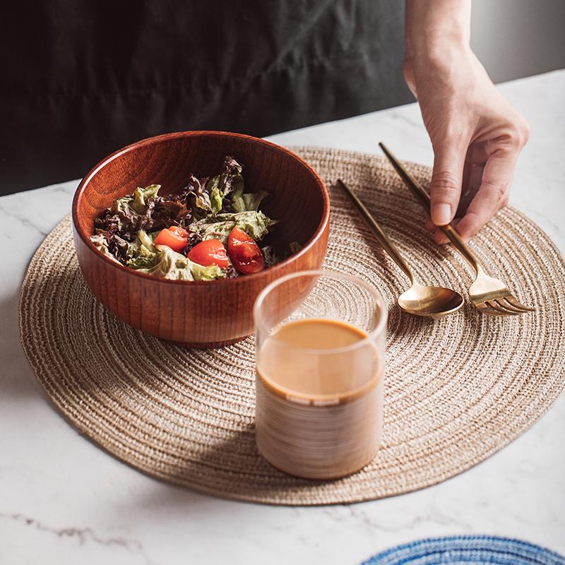 1pcs Woven Round Placemat Table Mat Pad Heat Resistant Bowls Coffee Cups Coaster Tableware Mat Home Decoration Kitchen Tool