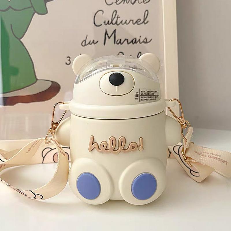 

Детская кружка-термос из нержавеющей стали, стакан для воды, студенческая школьная бутылка для воды, красивая, милая, кружка-поильник с трубочкой для детского сада 520ml