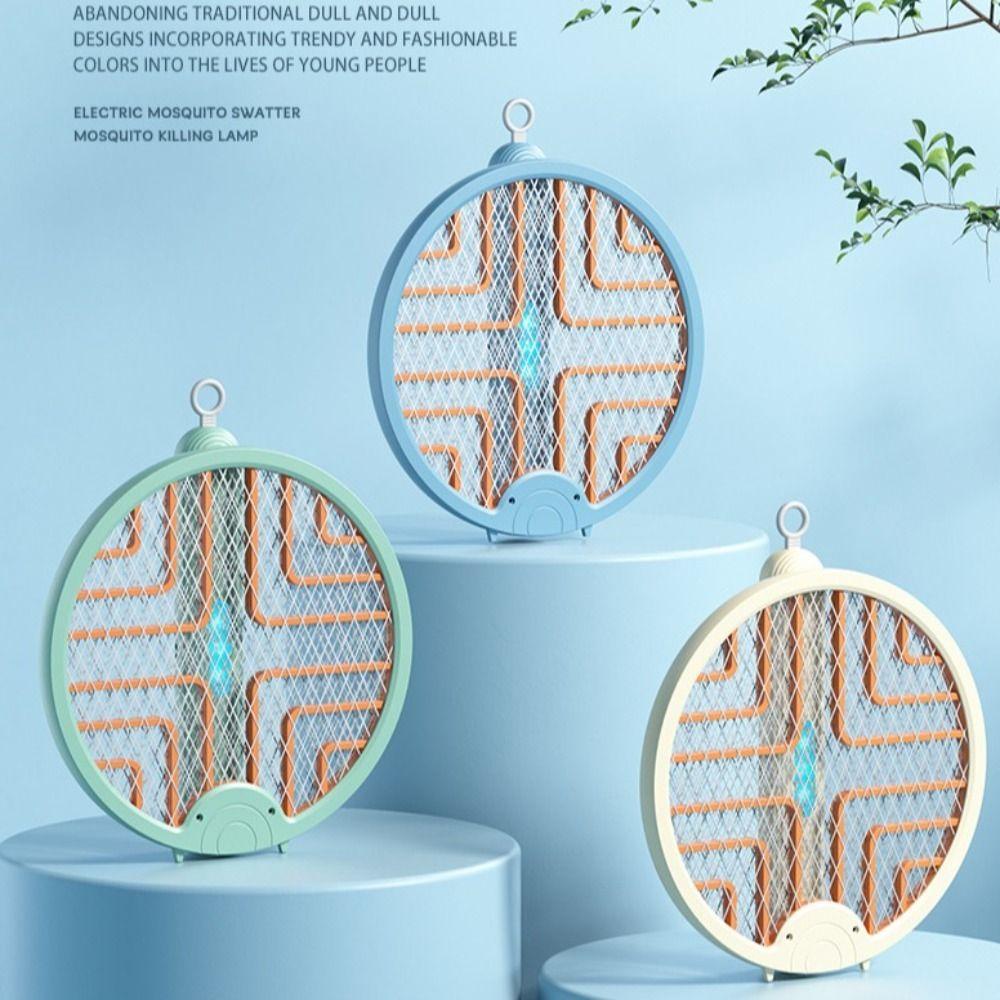 Foldable Electric Mosquito Killer 2 in 1 USB Rechargeable Mosquito Racket Insect Killer Safety Portable Fly Swatter Trap