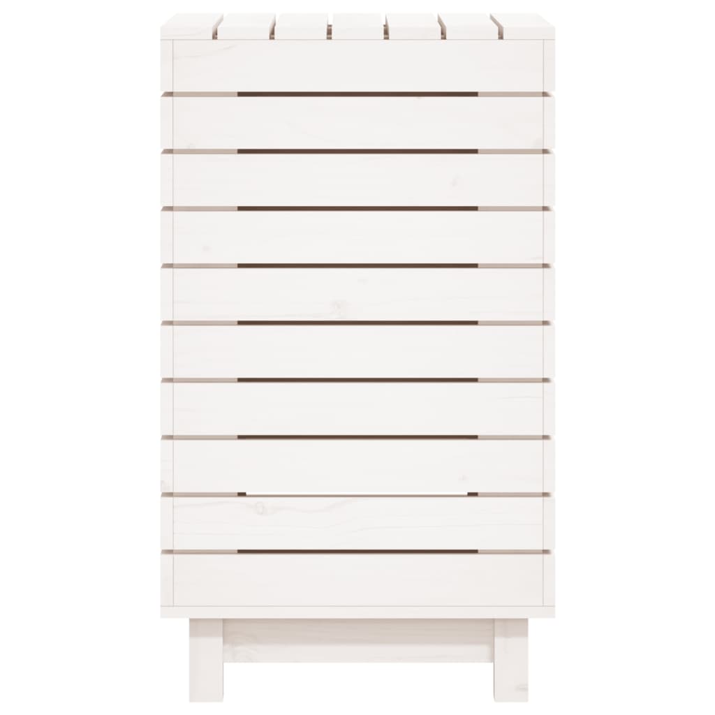 Vidaxl Laundry Basket, White, 44X44X76 Cm, Solid Pine Wood