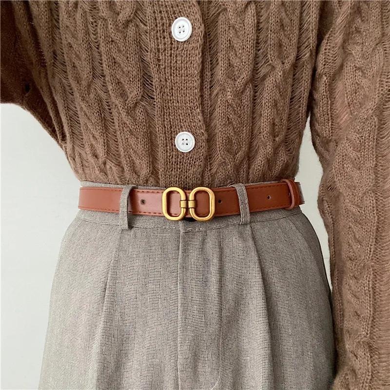 Fashion Pu Leather Belt For Women Designer Metal Buckle Waist Strap Female Jeans Dress Trouser All-match Decorative Waistband
