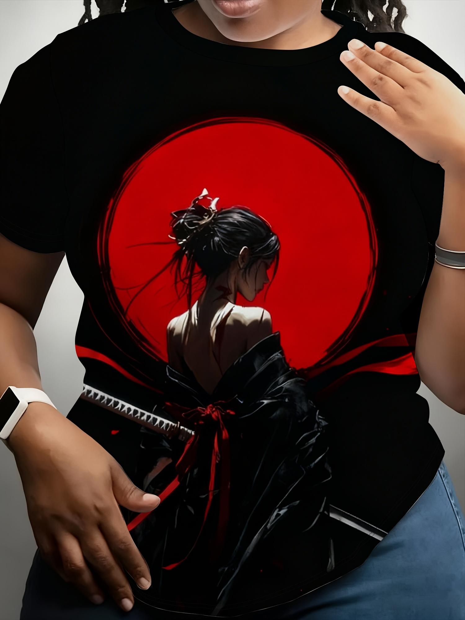 

Women S Digital Print Short Sleeve Shirt. Artistic Style ;Red Blade Princess; Themed Printed Short Sleeve T-Shirt. Japanese Style Dark Top. Featuring 2XL дубильная кора