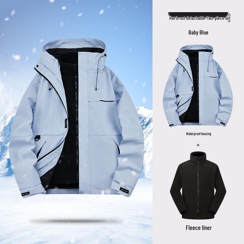 Men's & Women's 3-in-1 Detachable Hooded Jacket - Windproof, Waterproof, for Spring/Autumn Hiking & Mountaineering