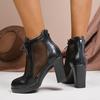 2025 Summer Platform Shoes Fashion Zip Thick Bottom Female Ankle Boots Square High Heels Mesh Fashion Street Footwear