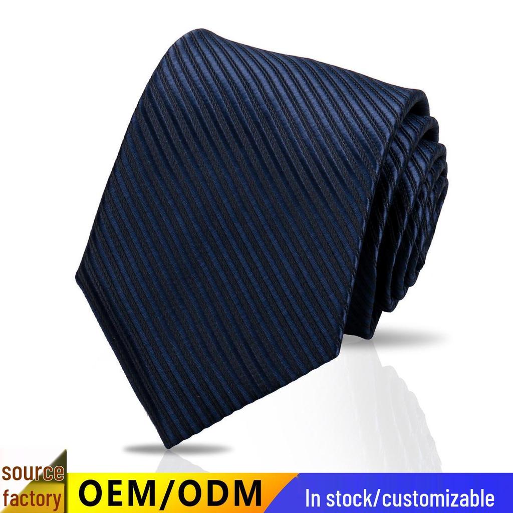 Men's High-Grade Black and Red Striped Silk Tie for Formal and Wedding Wear - 8CM