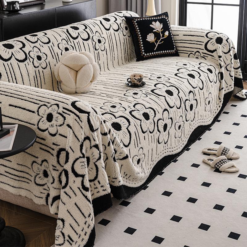 Flower Thicken Chenille Sofa Cover Sofa Blanket Cushion Anti-Cat Scratch Washable Blanket Sofa Towel Suitable for Bed and Sofa
