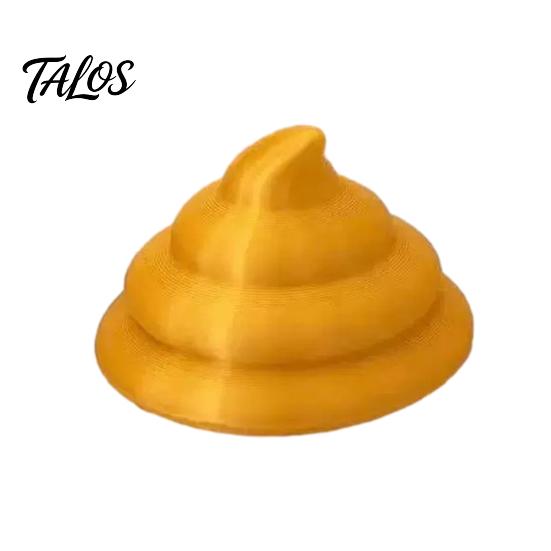Flat Base Figurine 3D Printed Golden Poop Rotating Figurine, Luck Fortune Desk Decor, Funny Car Wealth Symbol Decoration Accessory with Turnable Base,