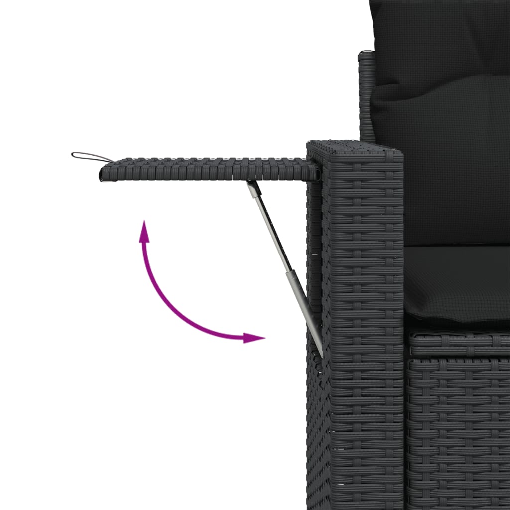 vidaXL 10 Piece Garden Sofa Set with Cushions Black Poly Rattan
