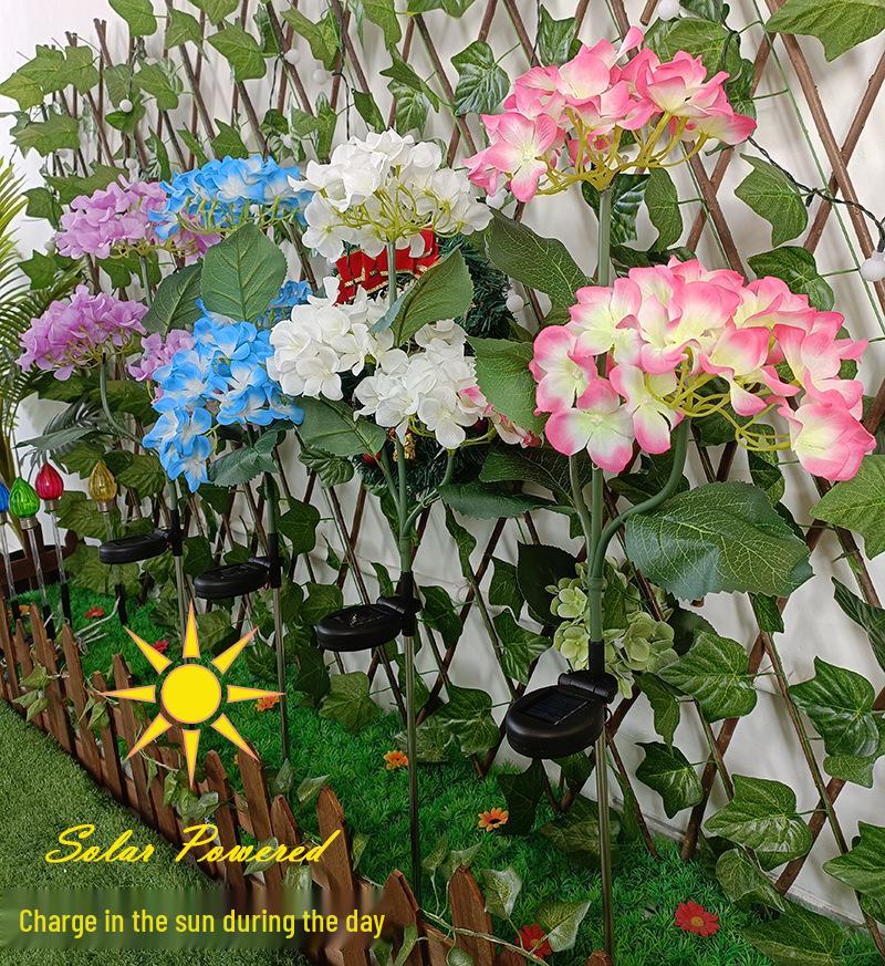 Outdoor Waterproof LED Solar Hydrangea Lamp for Lawn and Balcony Decoration