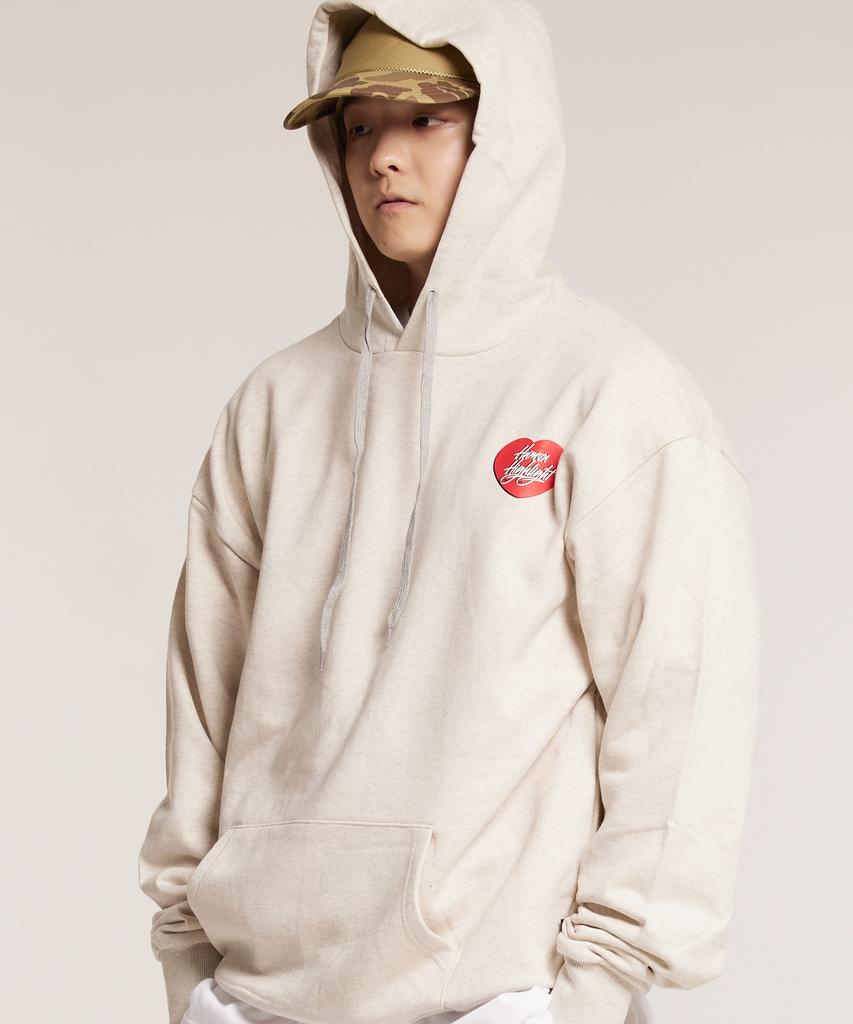 Human Highlight Small Heart Hoodie Oatmeal Red