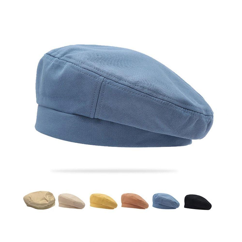 Sweet Solid Color Berets Japanese Style Retro Painter Cap Fashion Cotton Berets Hat Female