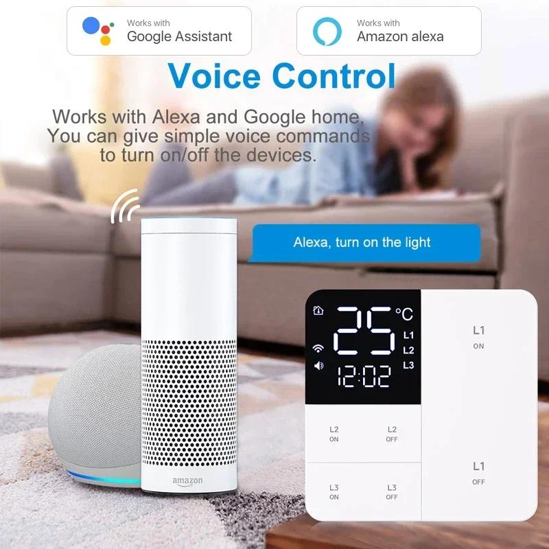 Smart Wifi Schalter mit Temperatur- und Zeitanzeigefunktion 100-250V 1/2/3fach Wandschalter mit Tasten Timing Fernbedienung
