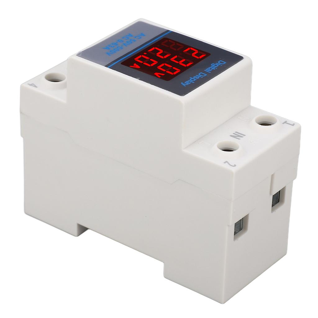 Voltage Current Meter Din Rail Double Display Display Monitor Single Phase Household with