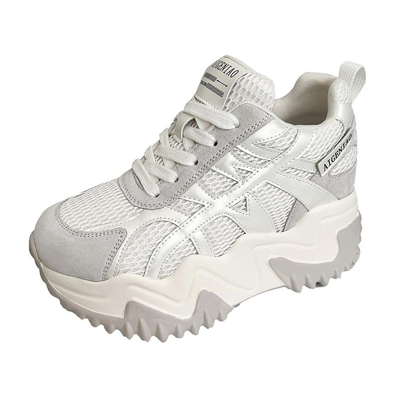 

2025 new platform dad shoes women wear fashionable and versatile casual and comfortable color matching women s breathable net sports shoes tide 40