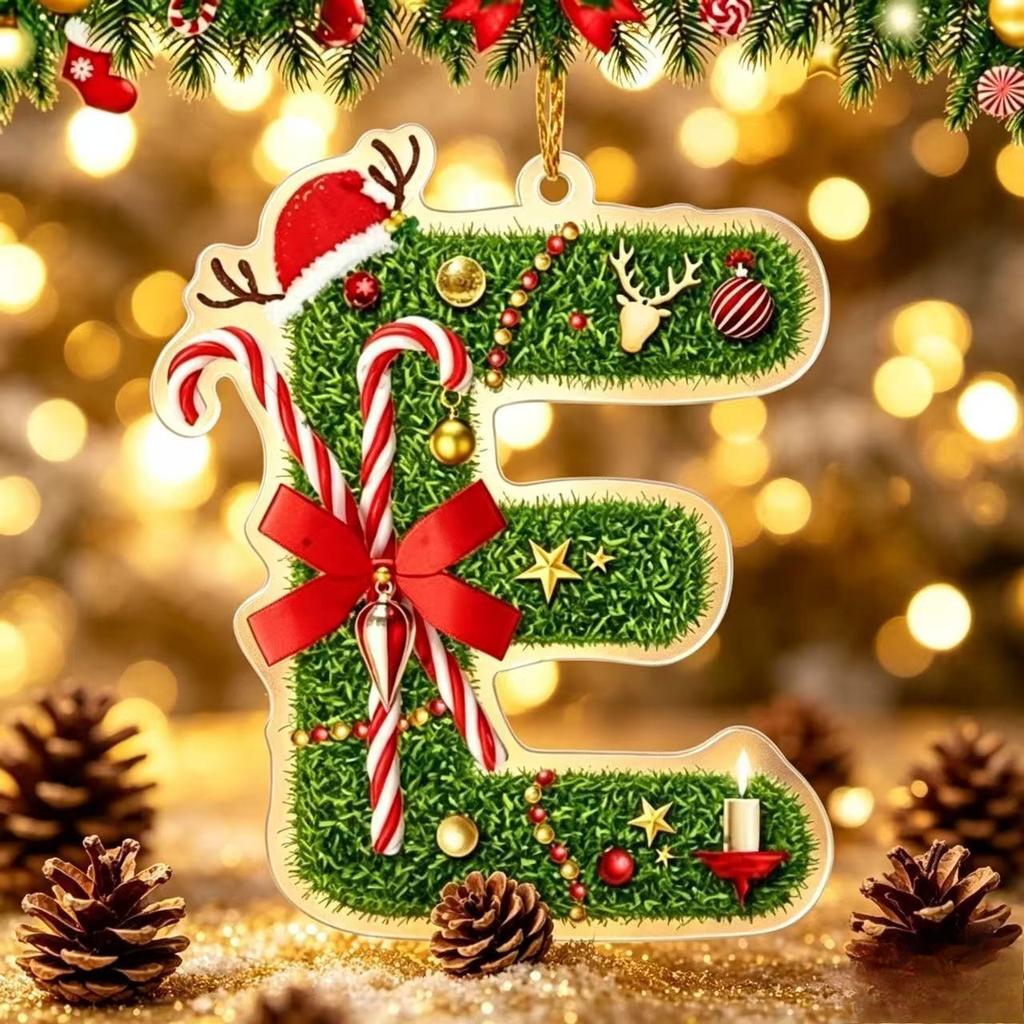 Acrylic 26-letter Christmas Tree Hanging Decorative Item with Flat Printing - Personalized Christmas Decoration