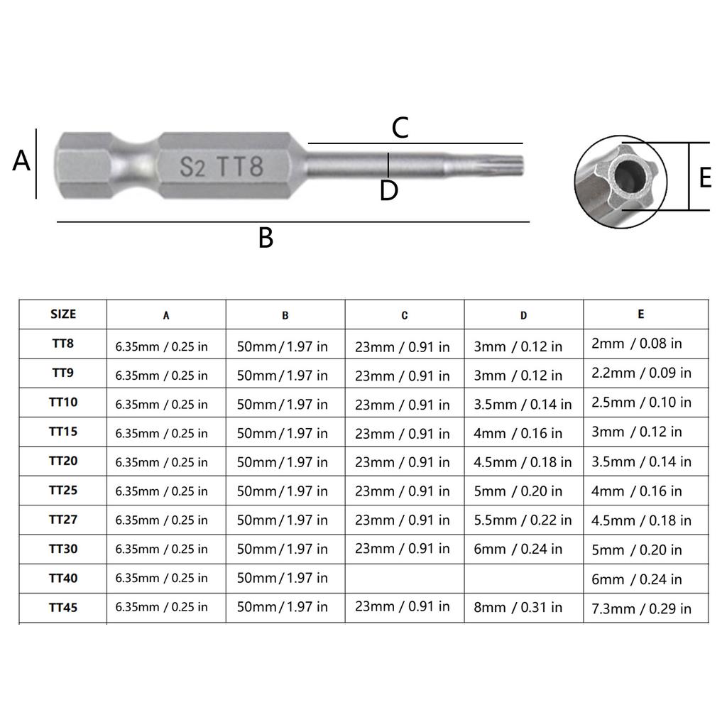 10Pcs Blossom Head Screwdriver Bit Set Magnetic Drill Bit Extension Holder 1/4inch Hex Shank Security 50mm