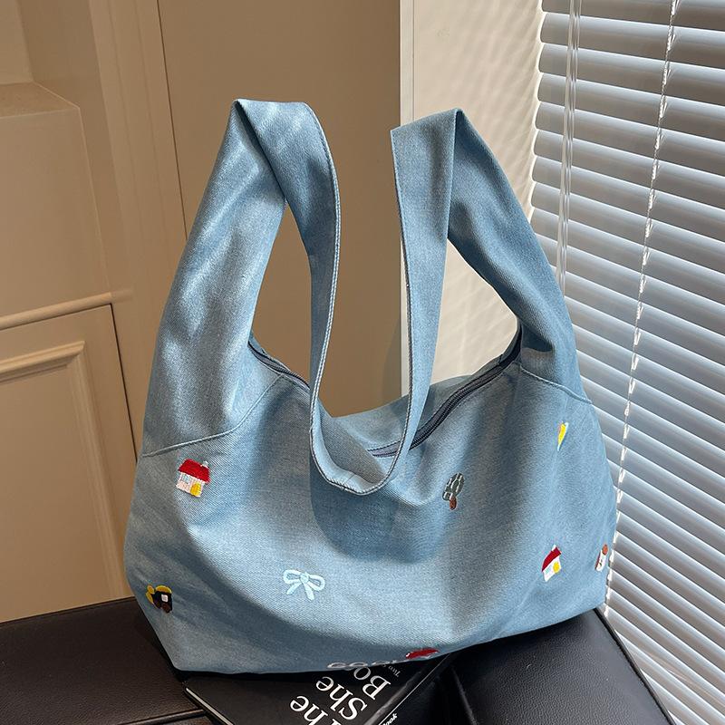 New Casual Crossbody Denim Canvas Bag Women's Large-capacity Shoulder Tote Bag Large Capacity Canvas Tote Bag