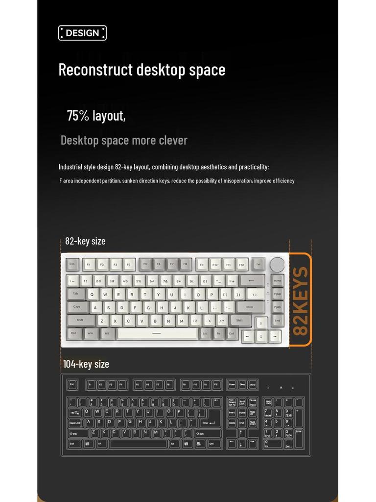 Attack Shark K85 Gaming Mechanical Keyboard - Magnetic Switch, Custom PBT Keycaps, 82 Keys, RGB, Adjustable Actuation.